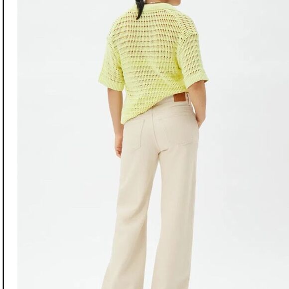 Weekday Cream Wide Leg Pants High Waisted Minimalist Size 28 - Picture 3 of 12